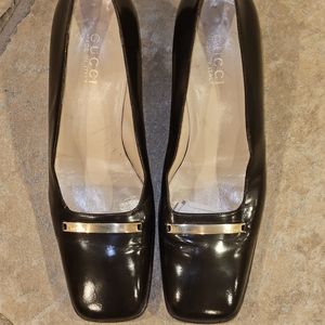Gucci Brown Leather Square Toe Pumps Size 11